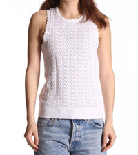 Minnie Rose - Heart Pointelle Scalloped Tank Top