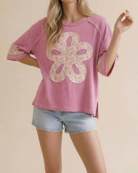 Haptics - Flower Patch Color Block Loose Fit Top