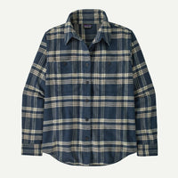 Patagonia Fjord Flannel Shirt in old spruce sunken blue - women's long sleeve top - alternate view