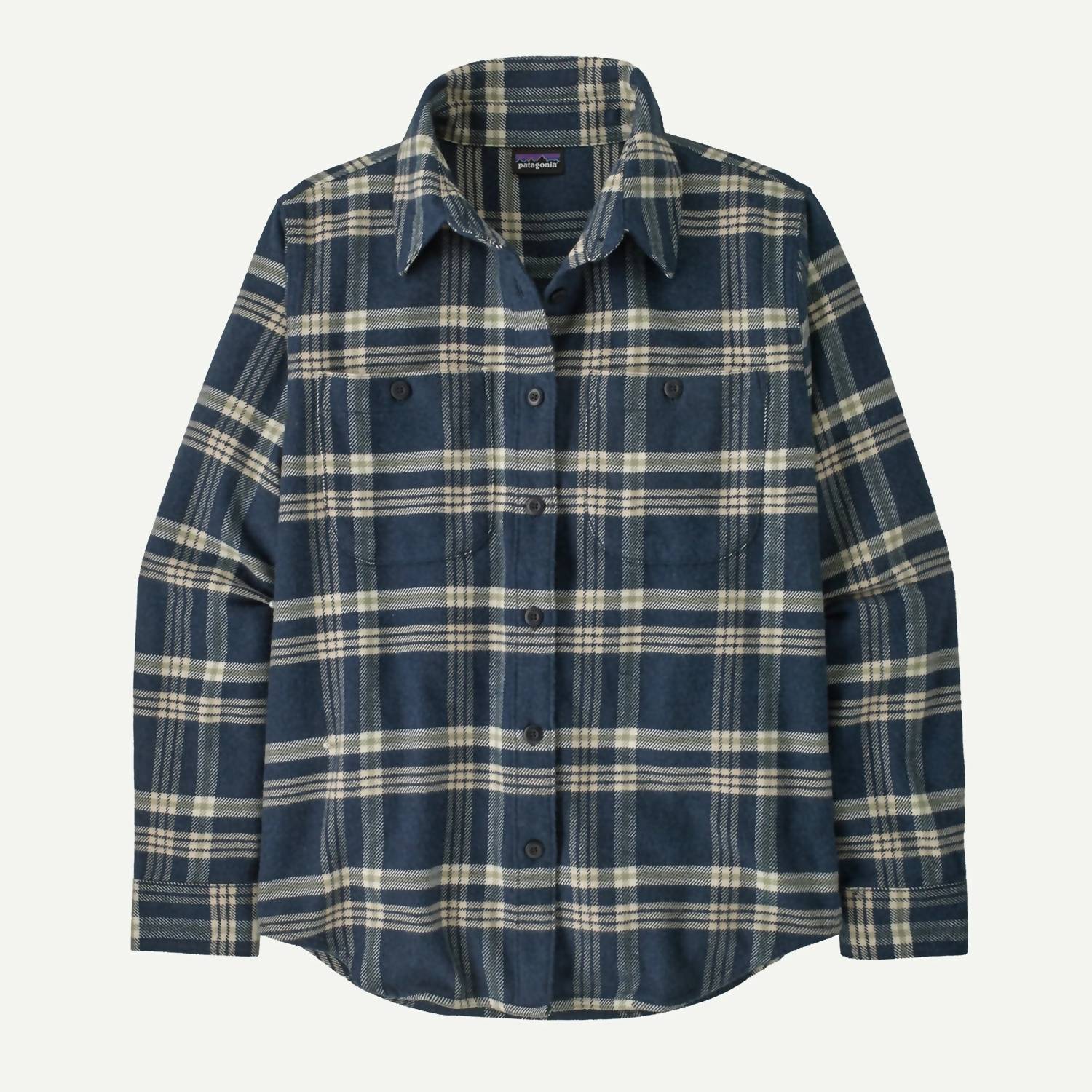 Patagonia Fjord Flannel Shirt in old spruce sunken blue - women's long sleeve top - alternate view