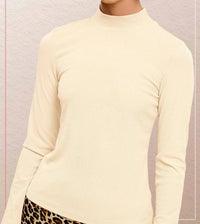 La Miel - Stretchy Ribbed Long Sleeve Mock Neck Basic Top