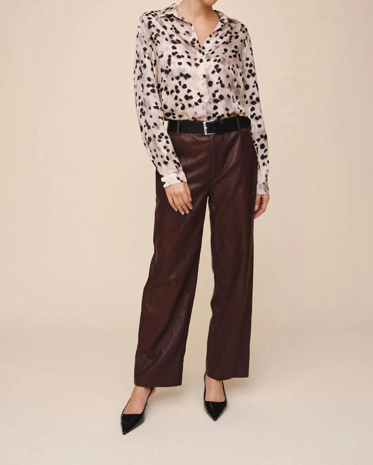 Bella Dahl Silky Button Down Shirt in winter shadow - women's shirt - view 4