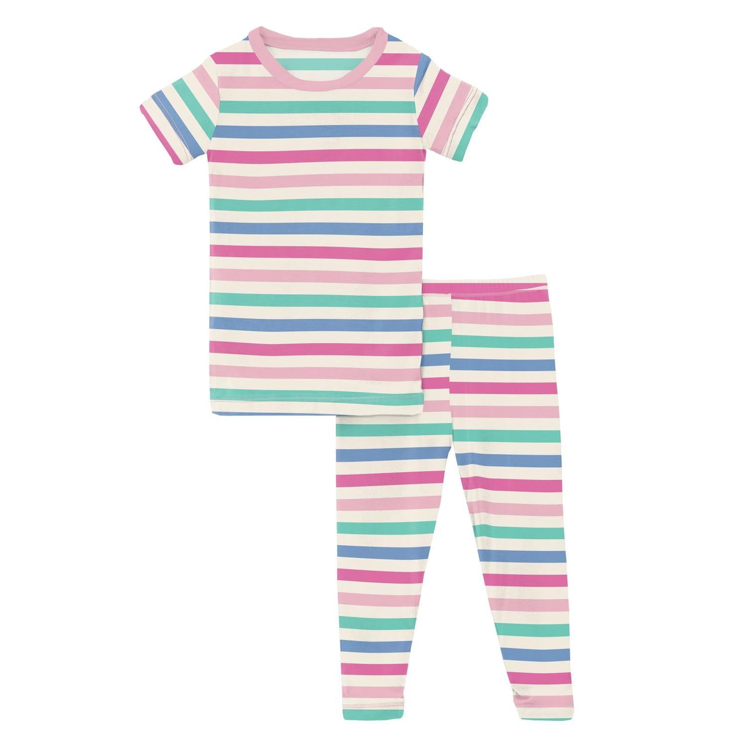 Kickee - Kids' Bamboo Print Short Sleeve Pajama Set