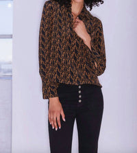 catherine gee Daria French Cuff Silk Blouse in cc print - women's blouse