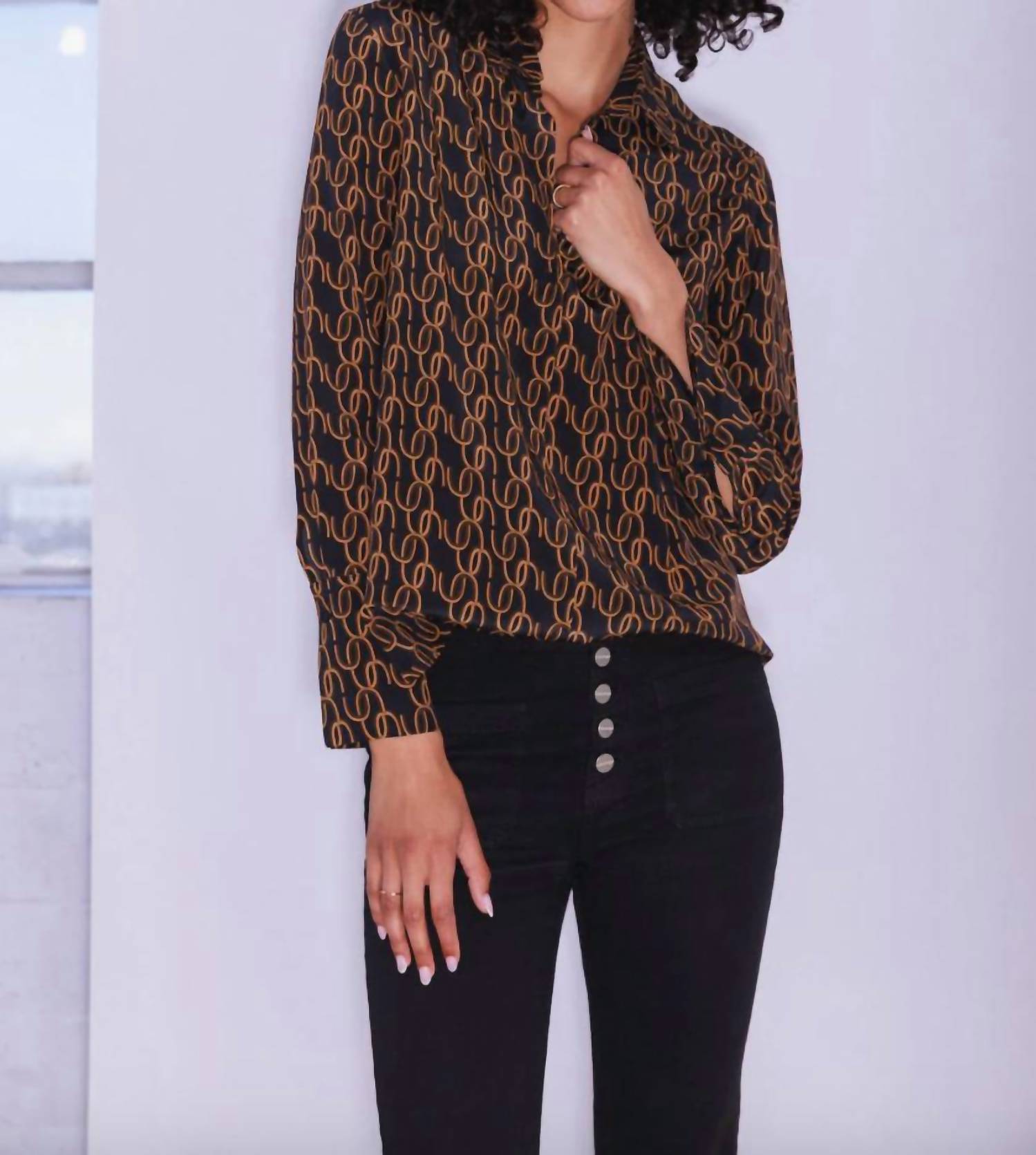 catherine gee Daria French Cuff Silk Blouse in cc print - women's blouse