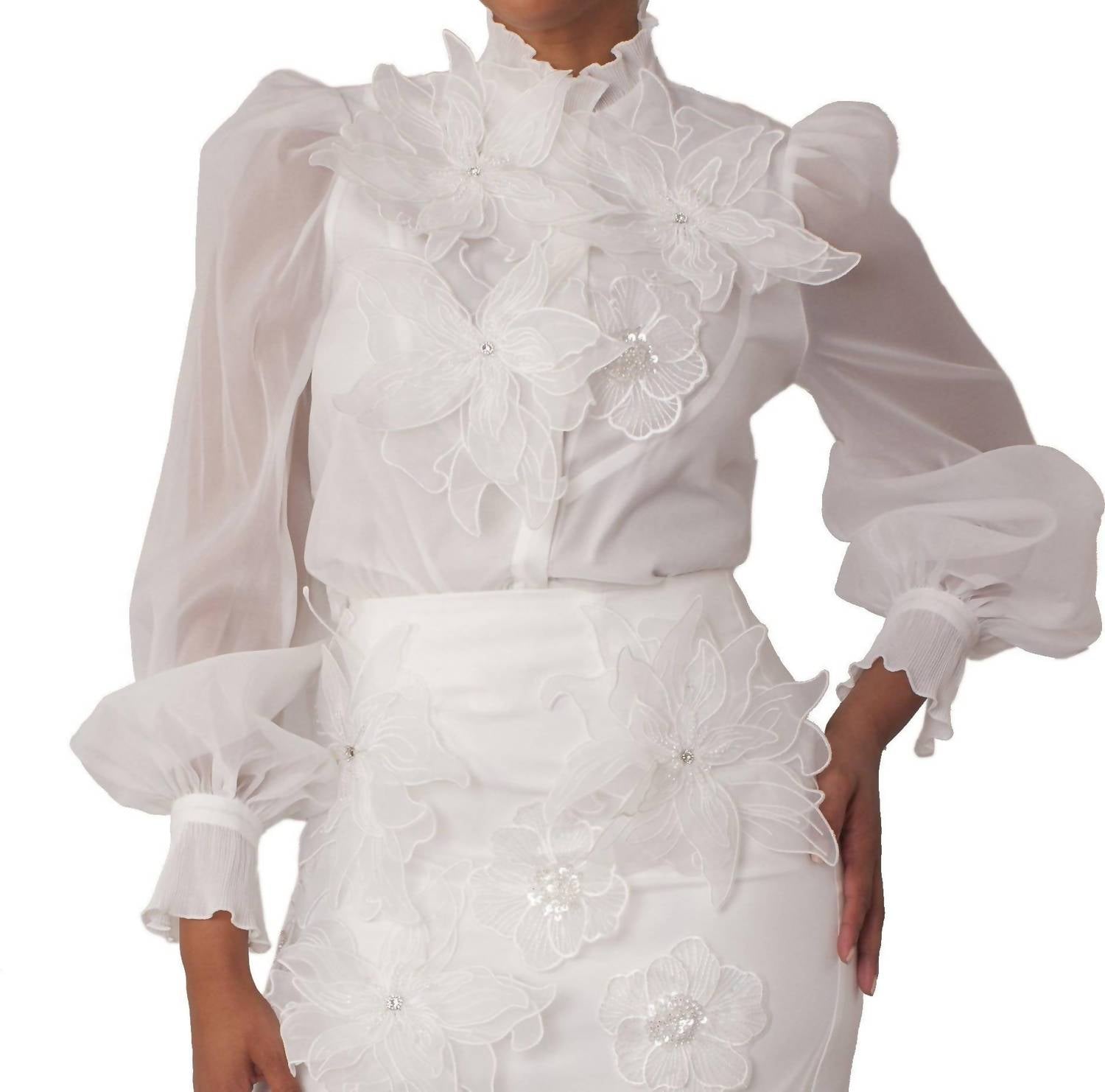 For Her Nyc - Floral Embroidered Blouse