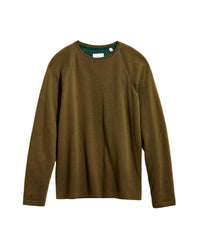 Billy Reid Men's Raglan Crew Neck Sweatshirt in dark olive - women's long sleeve top