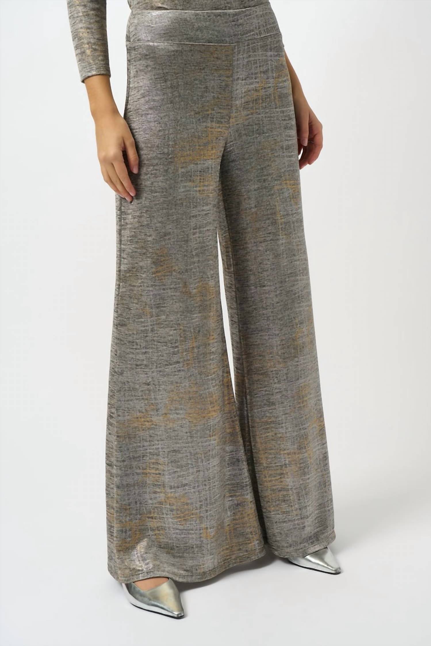 Joseph Ribkoff - Foiled Knit Wide Leg Pants