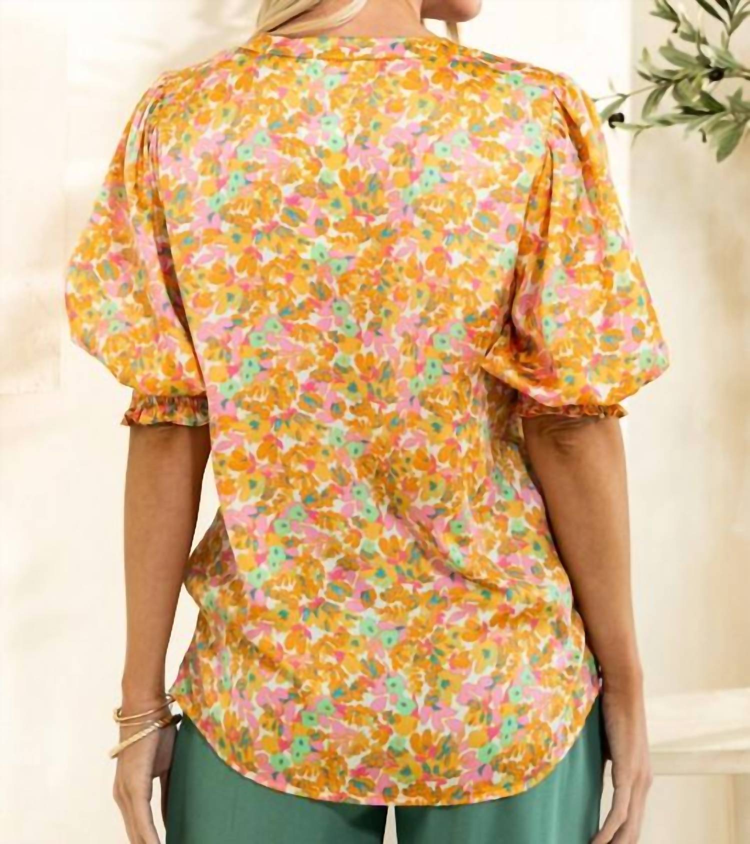 Oddi - Satin V-neck Front Pleats & Smocked Hem