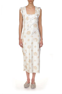 Marina Moscone - Floral Print Slit Sheath Dress