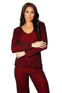 Two Tone Ribbed V-Neck Top