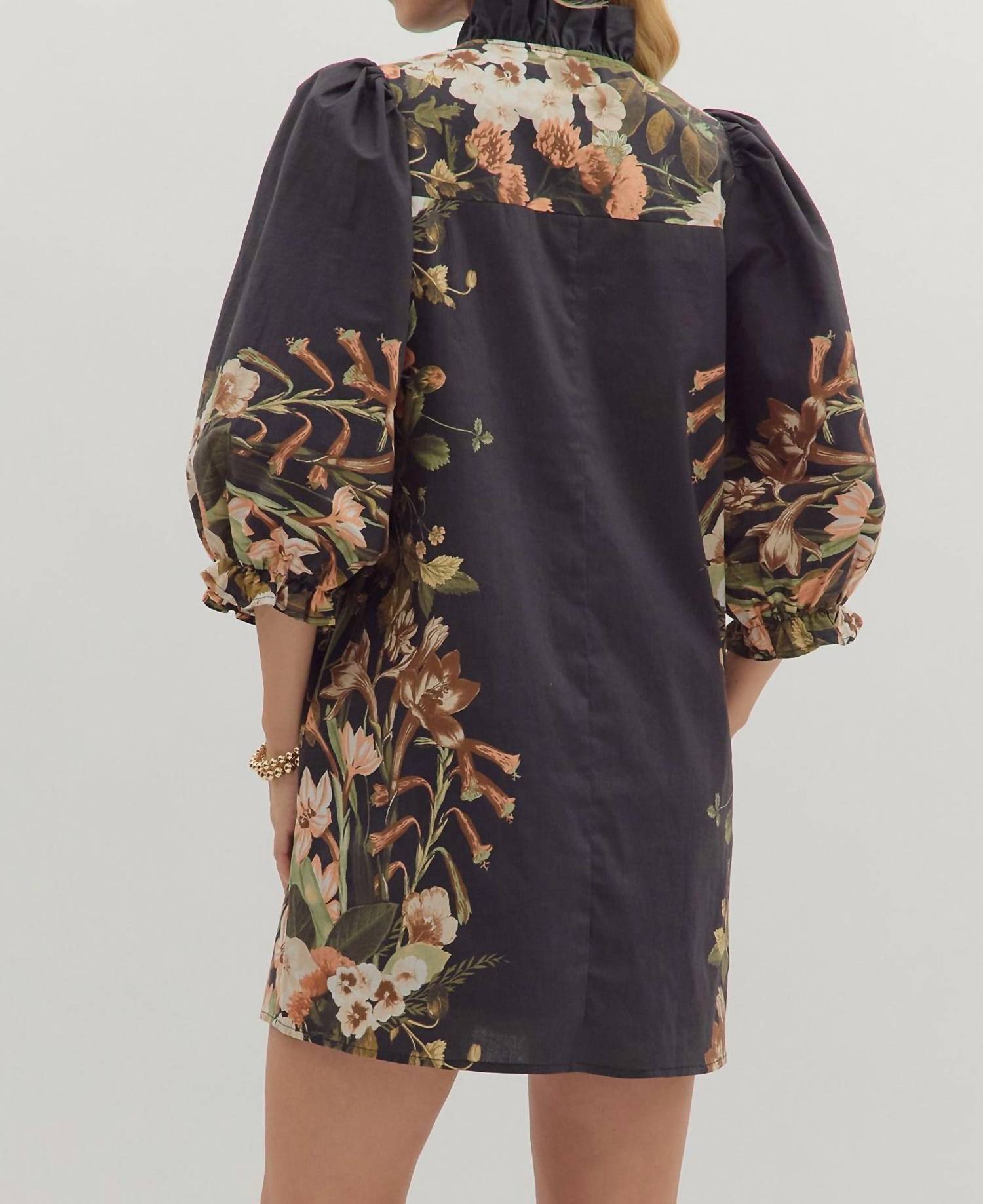 Entro - Floral Design Button Down Dress