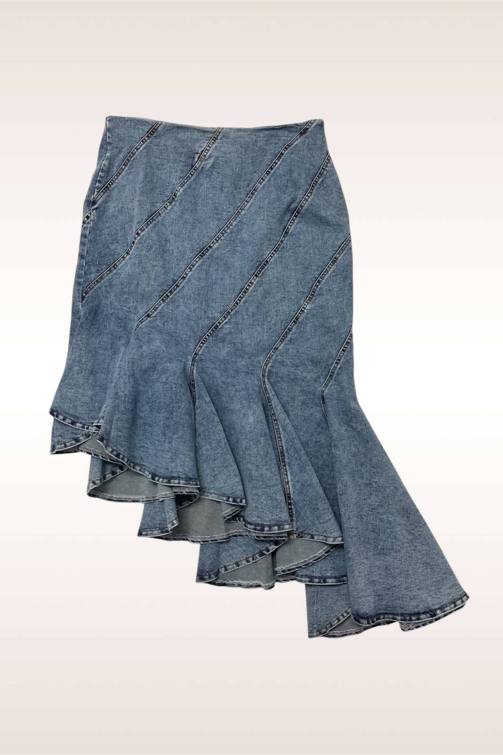 Art & Love USA Cascade Ruffle Denim Skirt in blue - women's skirt