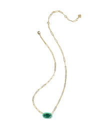Kendra Scott Women's Elisa Enamel Frame Paperclip Necklace in gold emerald illusion - women's jewelry - detail view