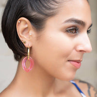Gold & Honey - Women's Lucite Curb Link Hoop Earrings
