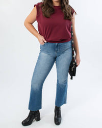 THML Studded Sleeveless Top in burgundy - women's blouse