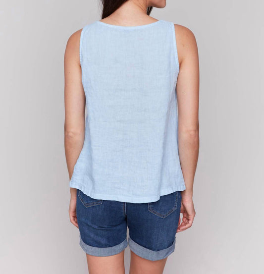 Charlie B - Sleeveless Linen Top With Slits