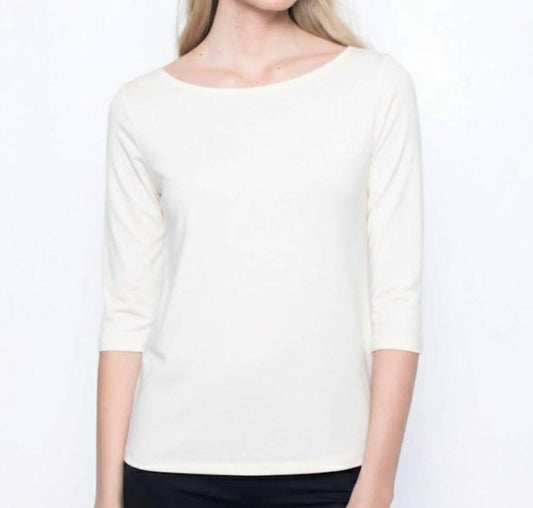 Picadilly - Quarter Sleeve Boat Neck Top