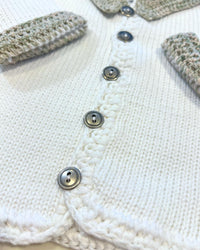Gita - Boy's 2pc Sweater With Soft Green/beige Tweed Collar & Cuff With Hat