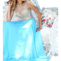Sherri Hill Women's Beaded Chiffon Gown in light blue - women's dress - view 4