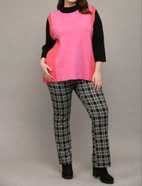 Fate Vianka Color Block Mock Neck Sweater in pink black - women's sweater - view 4