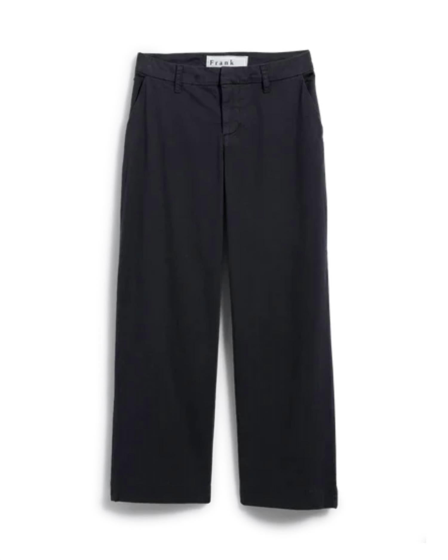 Frank & Eileen Westport Wide Leg Chino Pant in black - women's pants - detail view