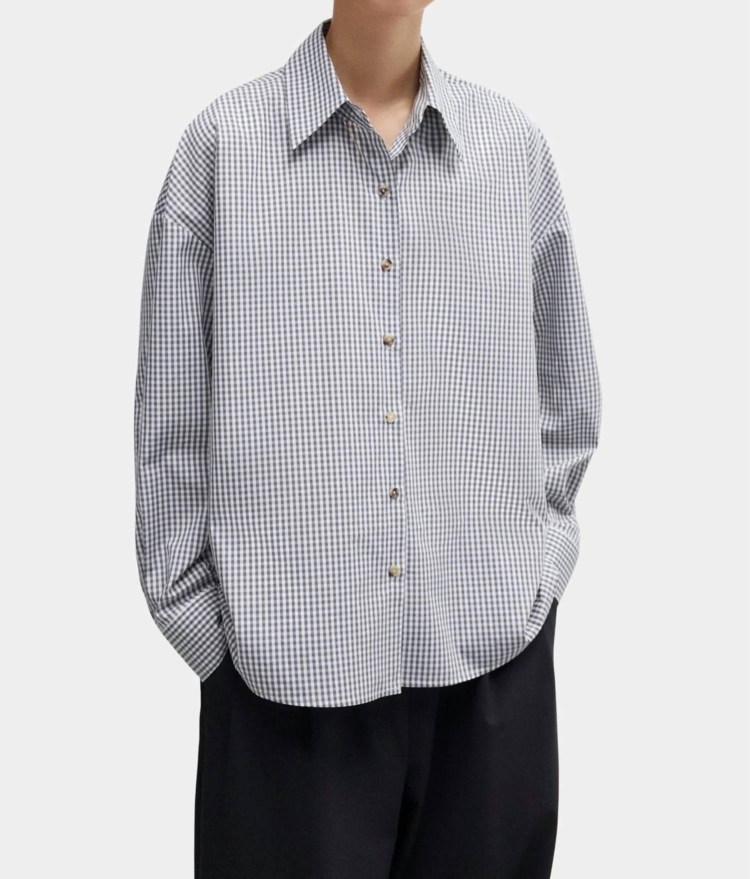 Cordera Oversized Vichy Shirt in grey - women's shirt