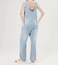 Sweetkama - Denim Adjustable Shoulder High Roller Jumpsuit
