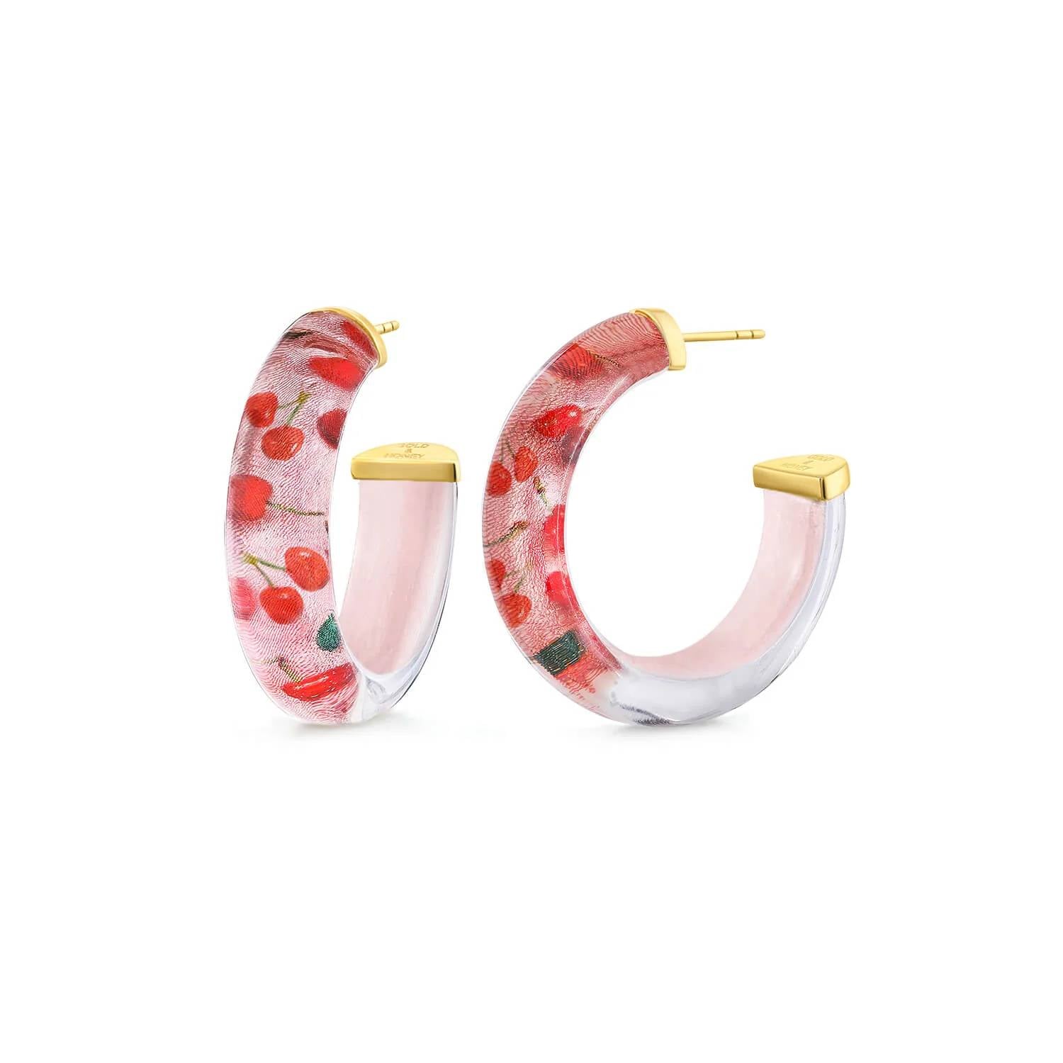 Gold & Honey - Women's Cherry On Top Illusion Hoop Earrings