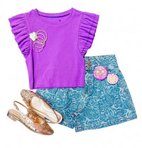 Habitual - Girls' Floral Denim Shorts