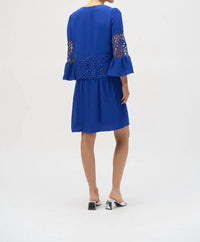 Joseph Ribkoff - Laser Cut 3/4 Sleeves A-line Dress
