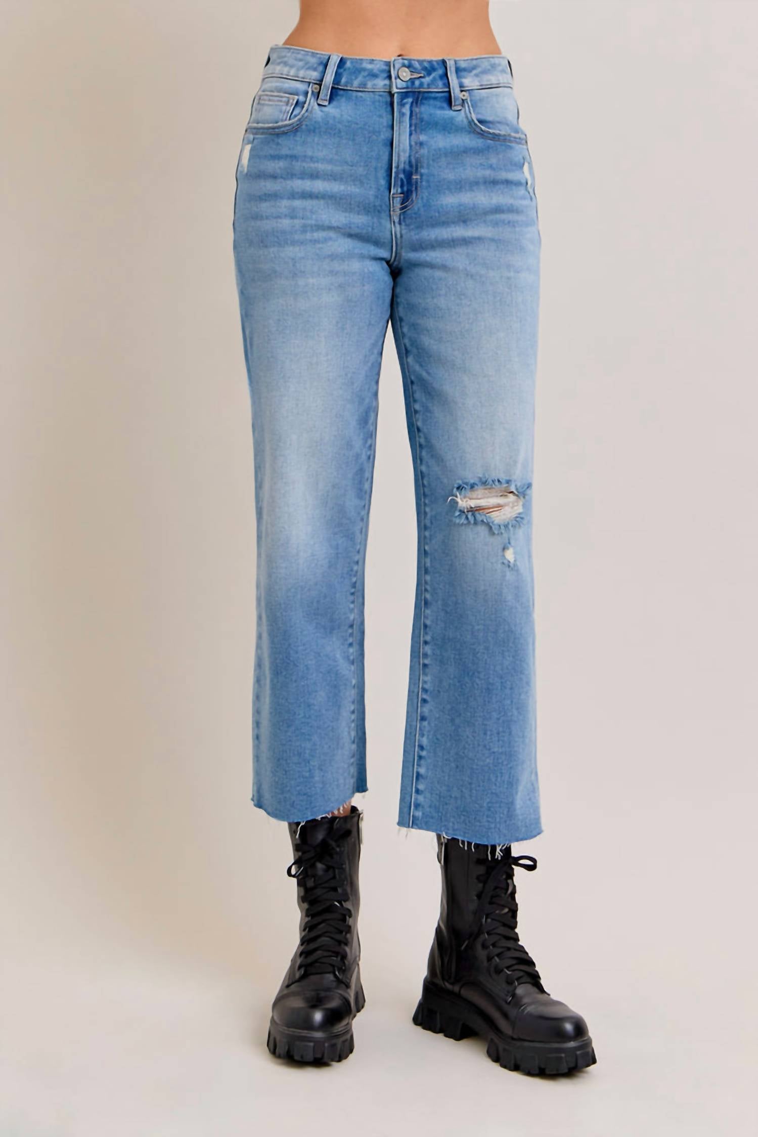 Hidden - Ella Cropped Wide Straight Jeans