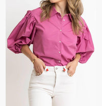 Karlie - Poplin Button Up Top