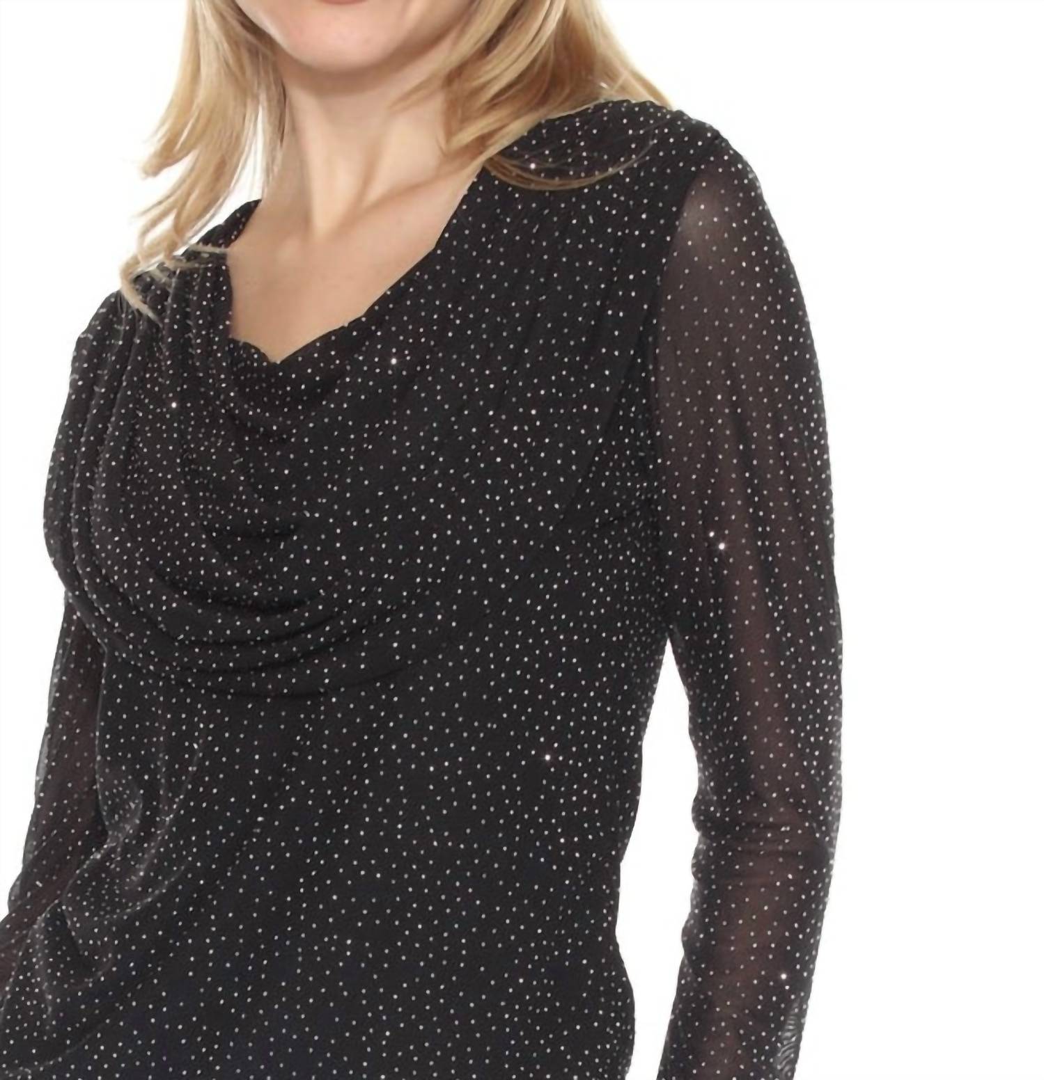 Azi - Sparkle Cowl Neck Top
