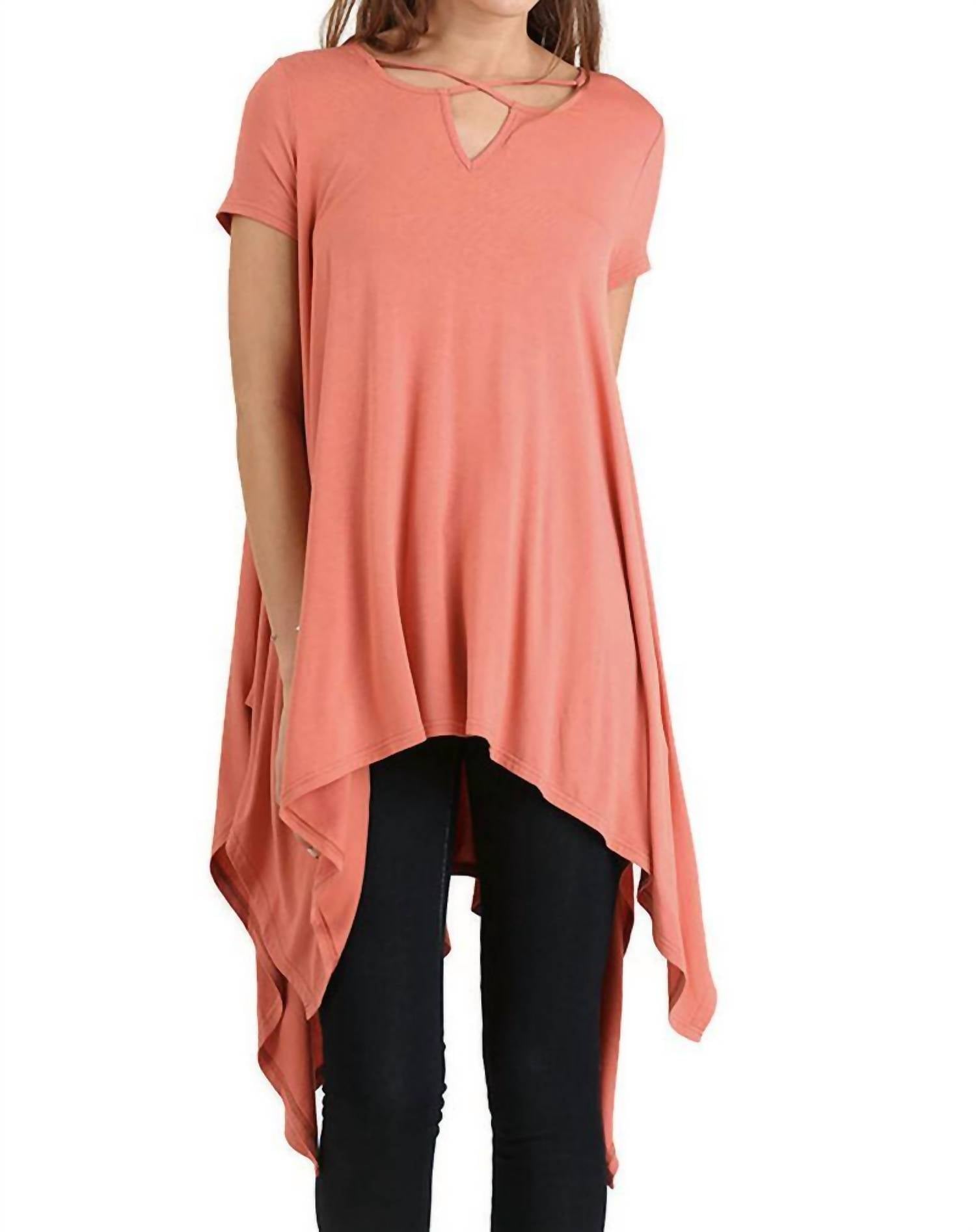 Umgee - Handkerchief Hem Short Sleeve Top