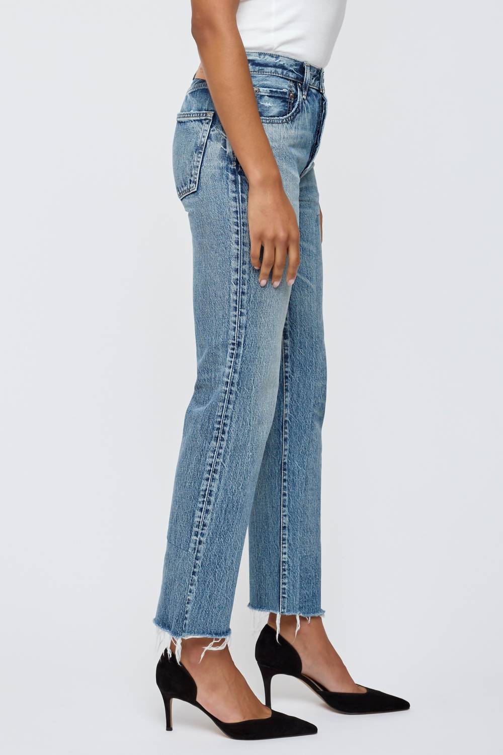 Moussy Clarksville Straight Jeans in blue - women's jeans - alternate view