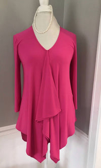 Joseph Ribkoff Women's Drape Front Tunic Top in hot pink - women's shirt