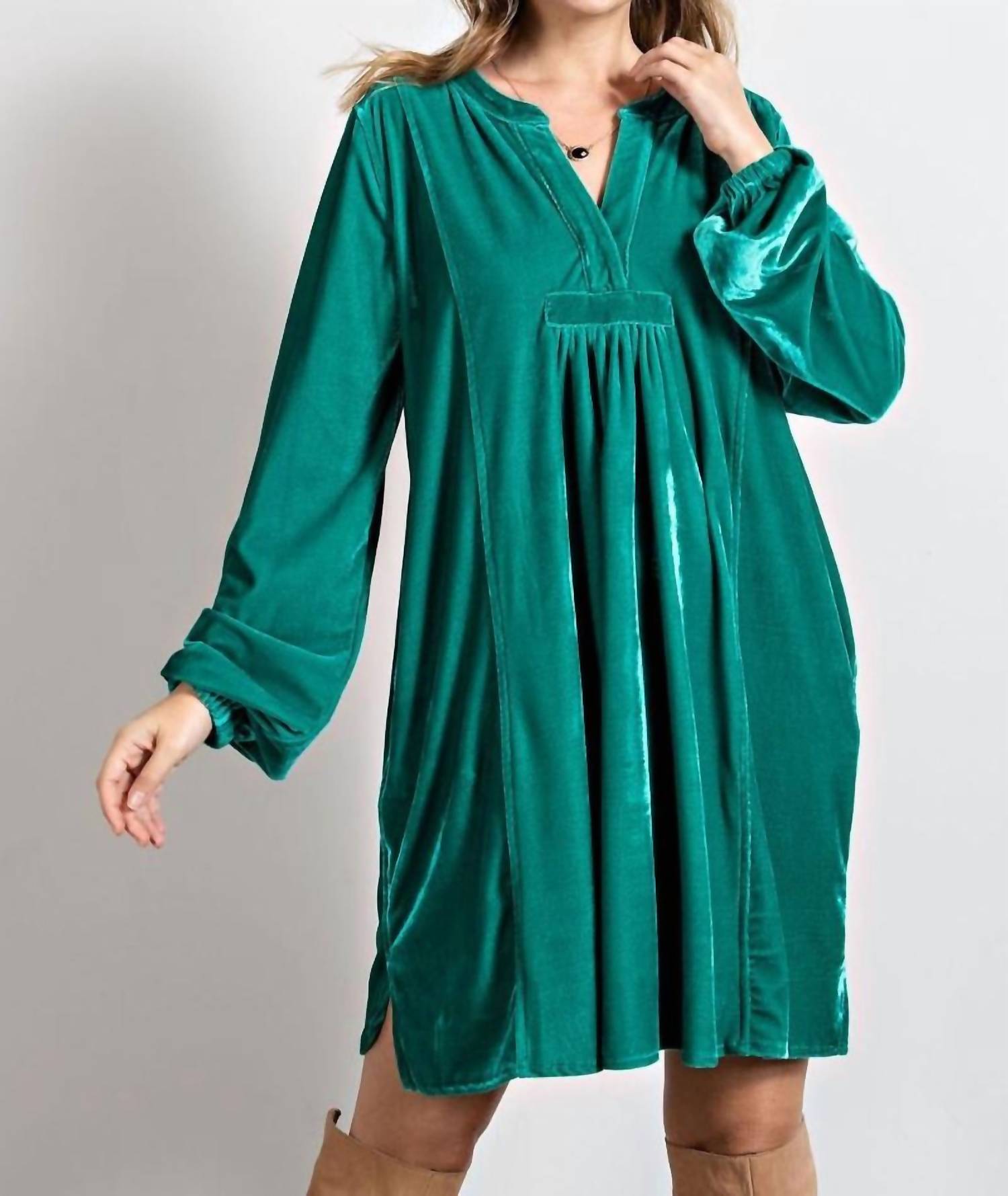 Easel - Rush Of Velvet Tunic Mini Dress
