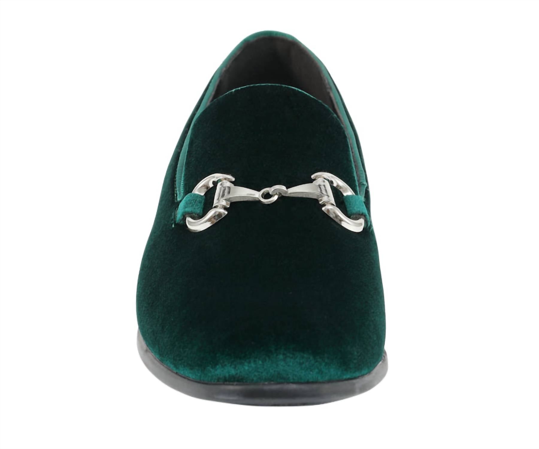 Amali Men's Brad Velvet Loafer in green - men's loafer - detail view