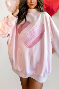 Aapparella - Heart Patchwork Mock Neck Sweatshirt
