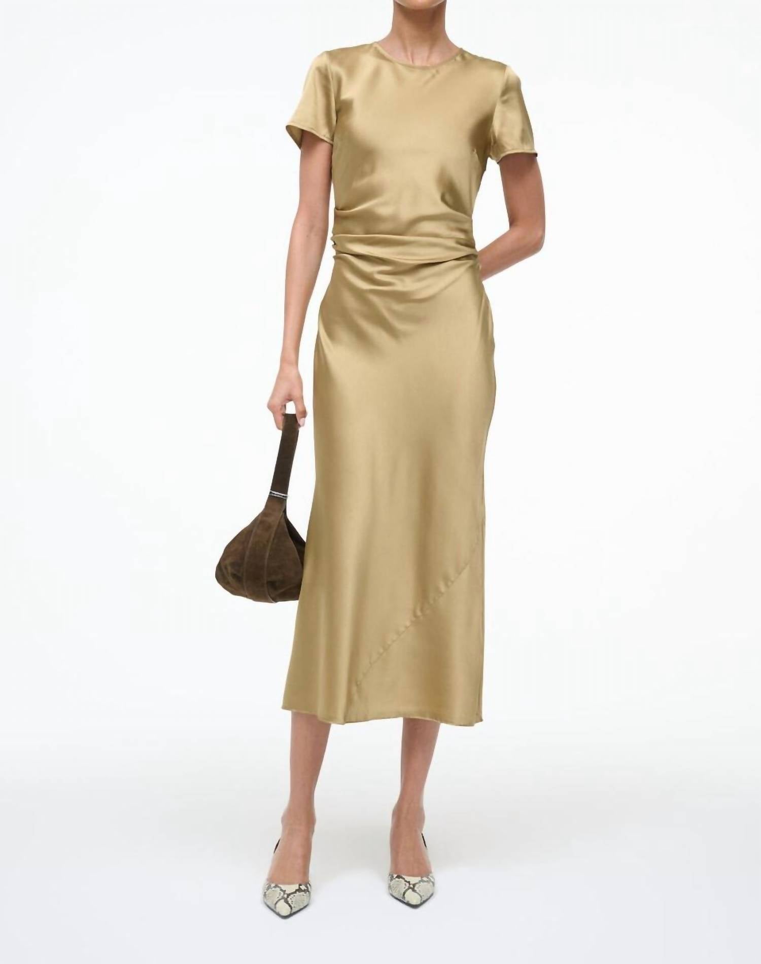 STAUD Marcel Silk Dress in antique - women's dress