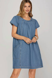 She + Sky - Short Sleeve Washed Dress