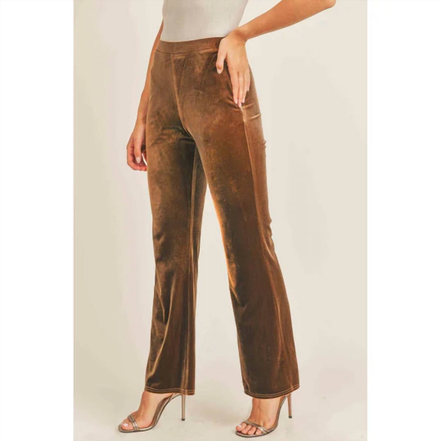Sadie & Sage - Champagne Velvet Pants
