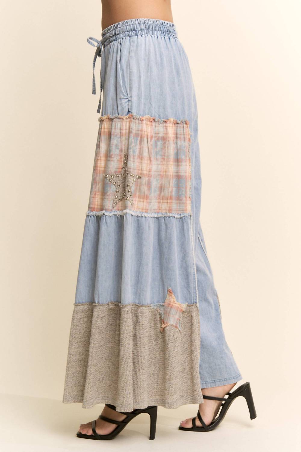 Davi & Dani - Lace Blocked Wide Leg Pants