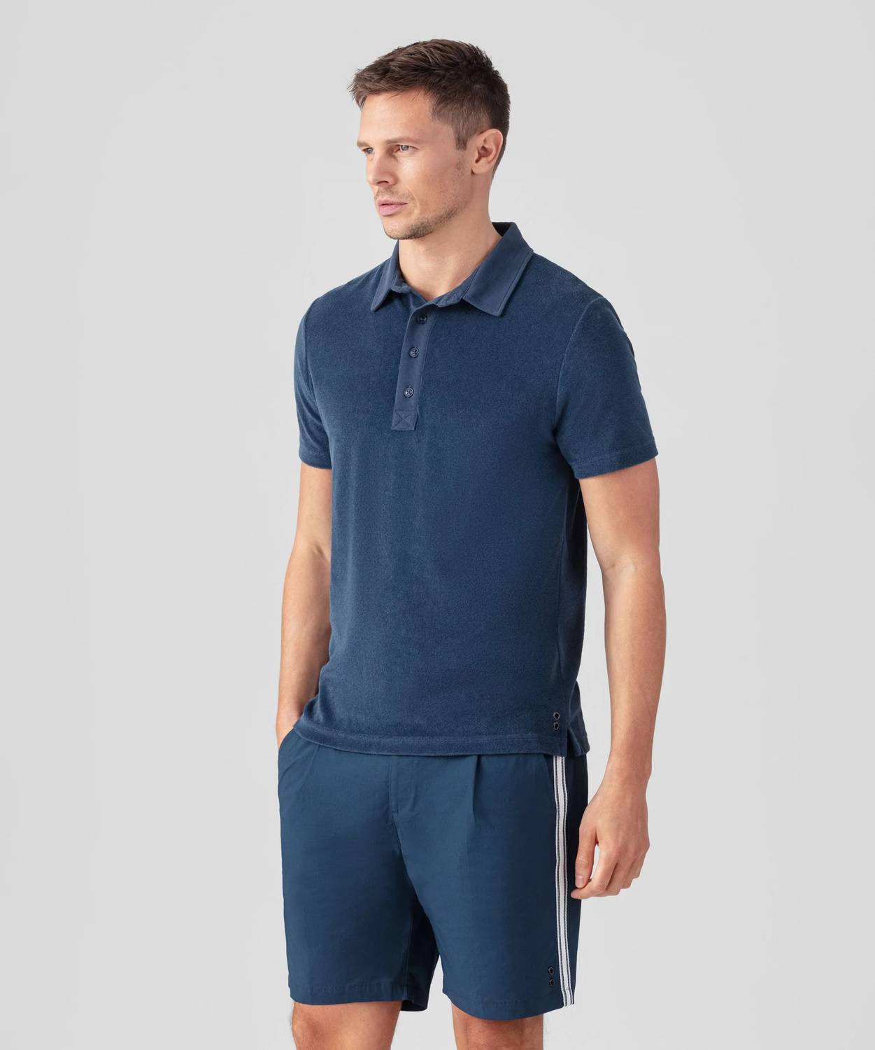 Ron Dorff - Cotton Terry Polo With Piqué Collar