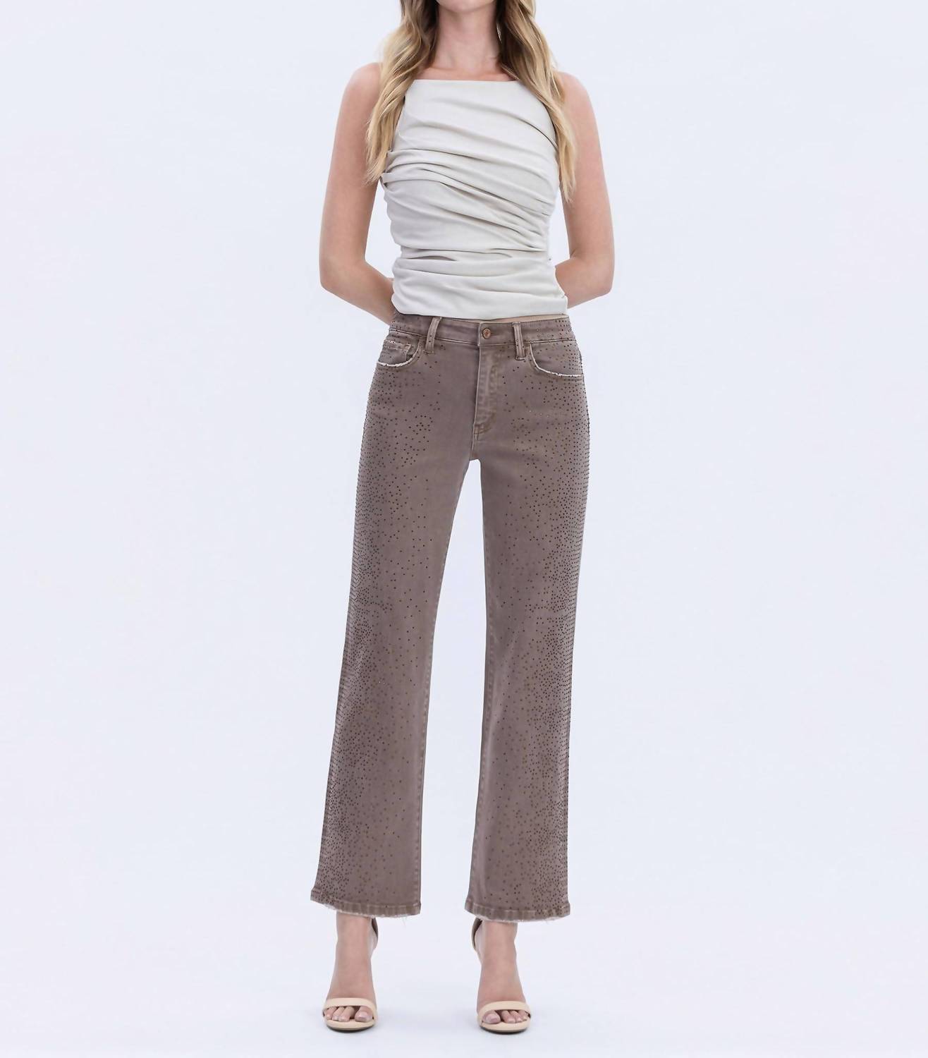 Vervet By Flying Monkey - Fudge High Rise Embellished Pants