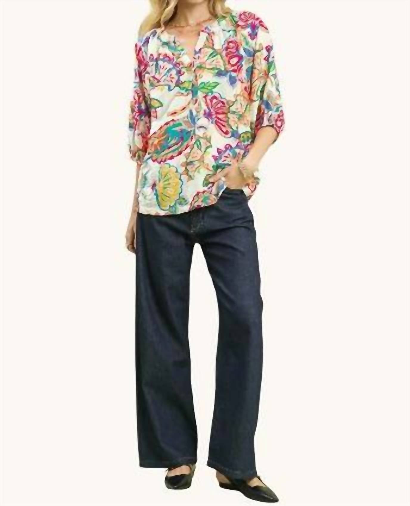 Umgee - Paisley Print V-Neck Top