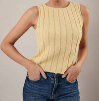 Sunday Edition Boat Neck Sleeveless Knit Top in butter - women's blouse