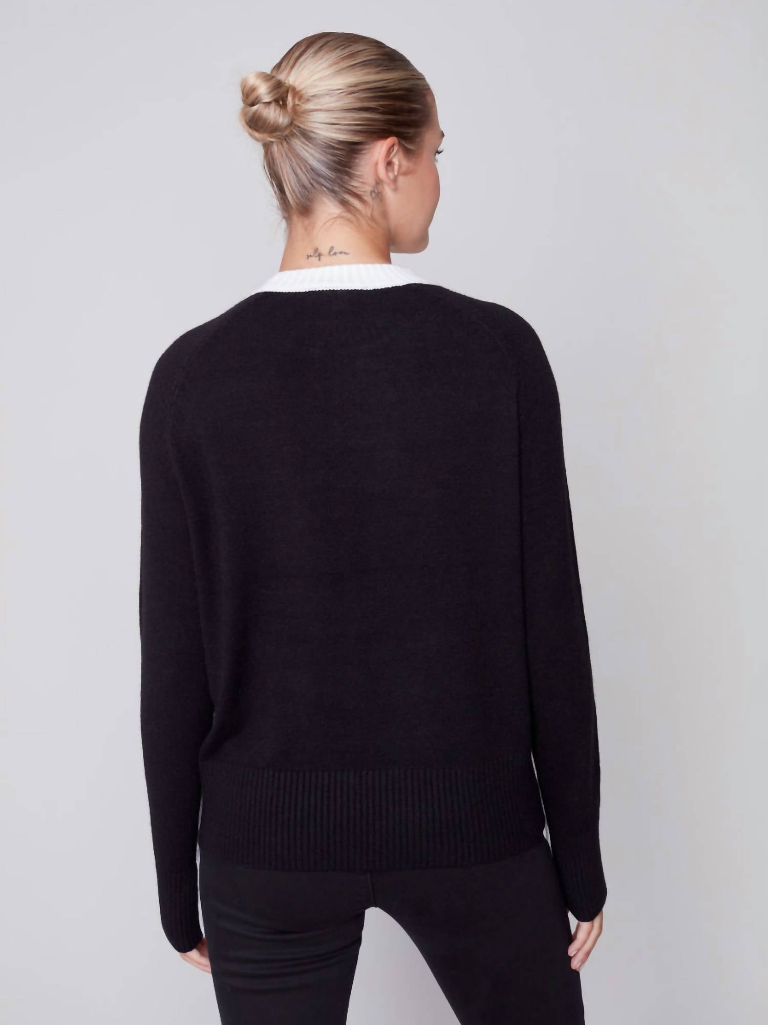 Charlie B - Raglan Sleeve Colorblock Side Cable Sweater