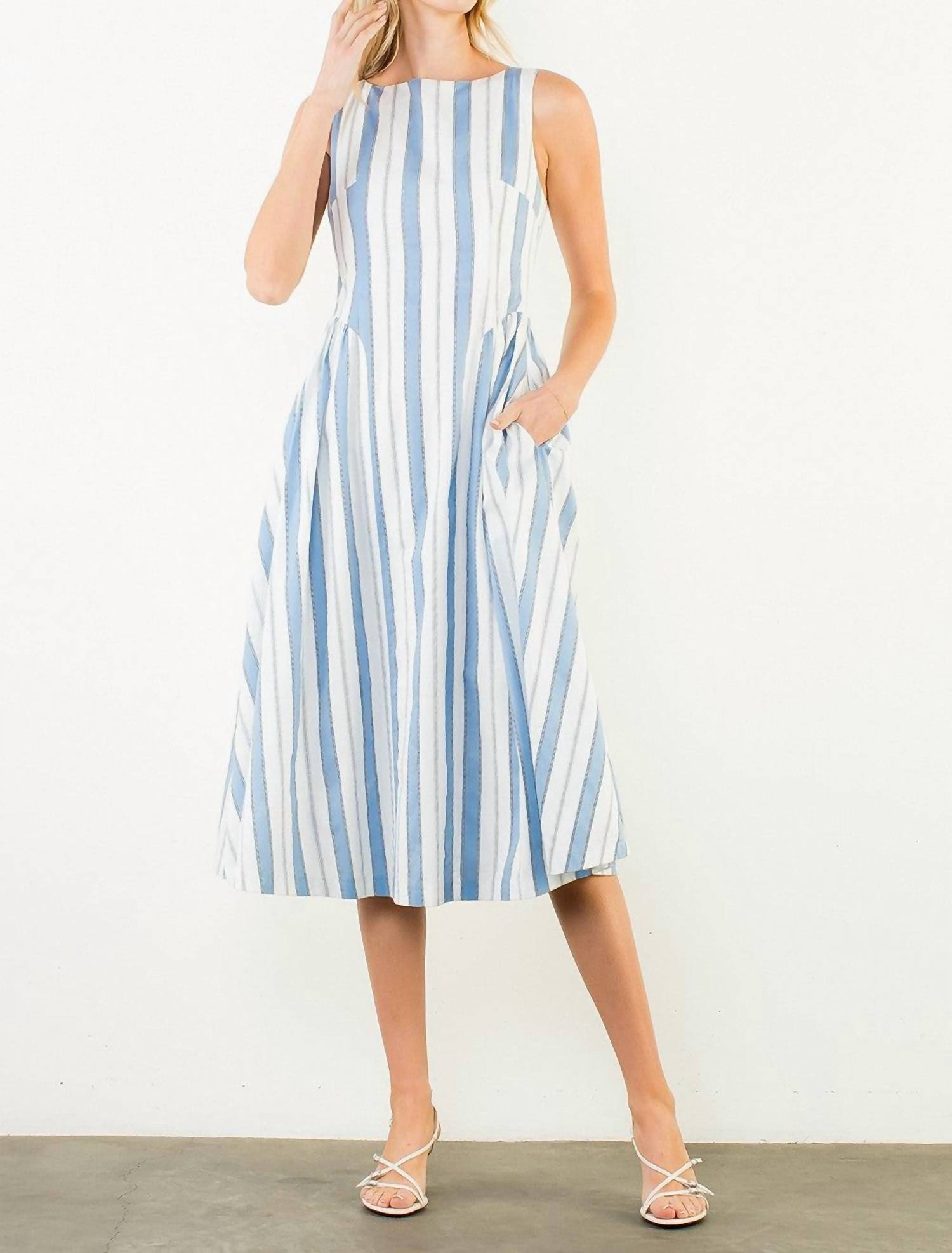 THML Perfect Striped Midi Dress in blue - women's dress - view 4